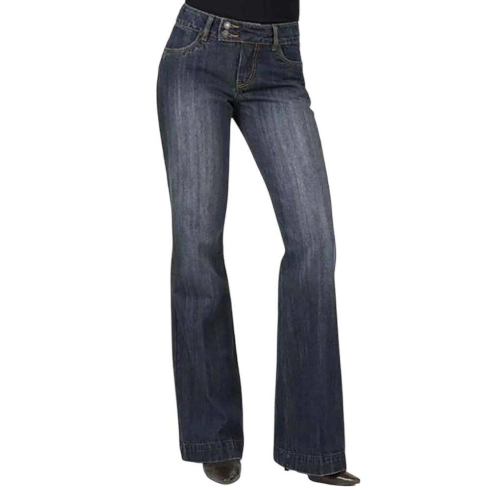 Stetson 214 City Trouser Jeans Womens Size 10 Reg Wide Leg Mid Rise Dark Wash
